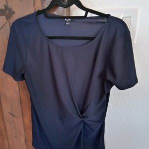 peplum short sleeve navy top